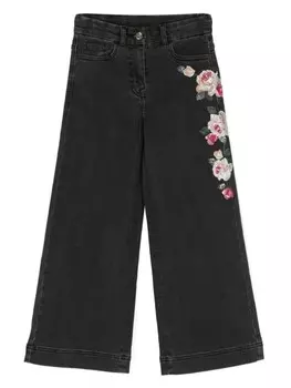 Monnalisa прямые джинсы с пайетками, черный