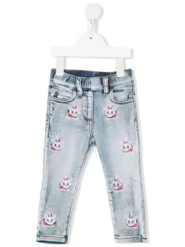 Monnalisa прямые джинсы с вышивкой, синий