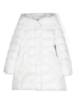 Monnalisa пуховик длины миди с капюшоном, белый