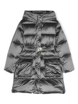 Monnalisa пуховик миди с капюшоном, серый