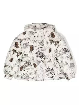 Monnalisa пуховик с принтом, белый