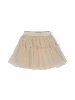 Monnalisa пышная юбка из тюля с логотипом, нейтральный цвет