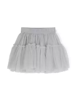 Monnalisa пышная юбка из тюля с жаккардовым логотипом, серый