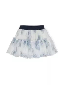 Monnalisa пышная юбка с цветочным принтом, белый