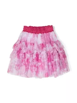 Monnalisa пышная юбка с цветочным принтом, розовый
