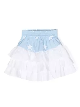 Monnalisa ярусная юбка с принтом, синий