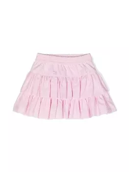 Monnalisa ярусная юбка в полоску, розовый