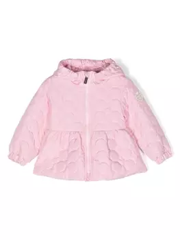 Monnalisa расклешенная стеганая куртка с капюшоном, розовый
