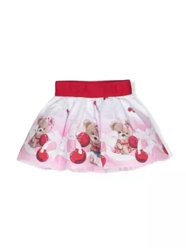 Monnalisa расклешенная юбка с принтом, розовый