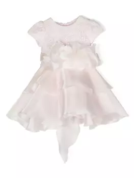 Monnalisa расклешенное платье Doroty с цветочной аппликацией, розовый