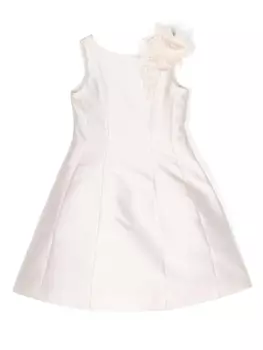 Monnalisa расклешенное платье с цветочной аппликацией, розовый