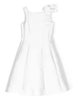 Monnalisa расклешенное платье с цветочной аппликацией, белый