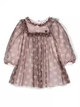 Monnalisa расклешенные джинсы с графичным принтом, коричневый