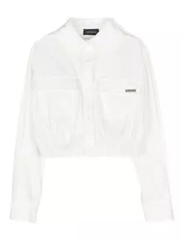 Monnalisa рубашка из поплина с логотипом, белый