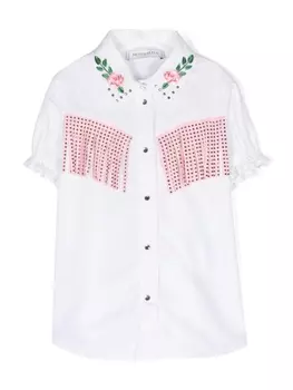 Monnalisa рубашка с бахромой, белый