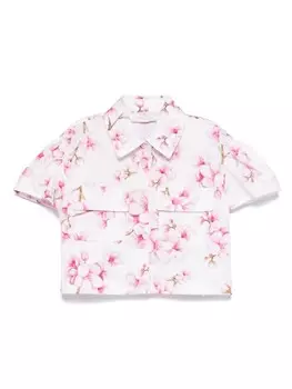 Monnalisa рубашка с цветочным принтом, белый