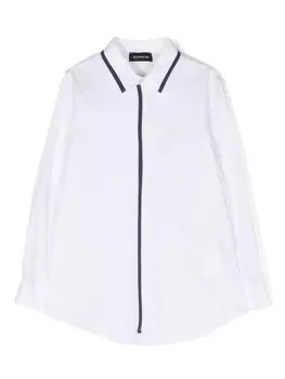 Monnalisa рубашка с длинными рукавами и вышитым логотипом, белый