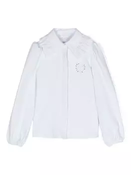 Monnalisa рубашка с кристаллами и оборками, синий