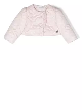 Monnalisa ruffle-detail quilted cropped jacket, розовый