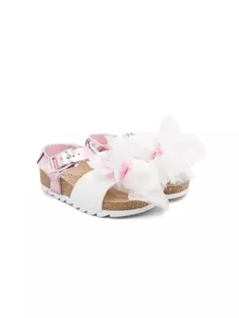 Monnalisa сандалии с цветочной аппликацией, розовый