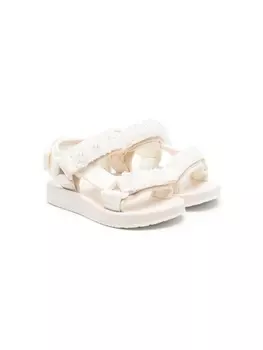 Monnalisa сандалии с пайетками, нейтральный цвет