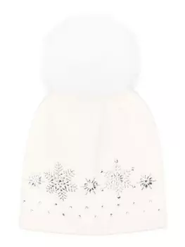 Monnalisa шапка бини с помпоном, белый