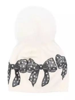 Monnalisa шапка бини с помпоном, нейтральный цвет