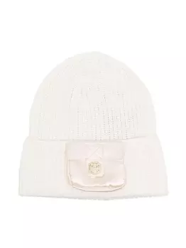 Monnalisa шапка бини в рубчик с карманом, белый