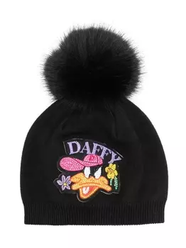 Monnalisa шапка с помпоном, черный