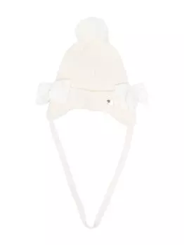 Monnalisa шапка в рубчик с бантом, белый