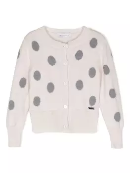 Monnalisa шерстяной кардиган в горох, розовый