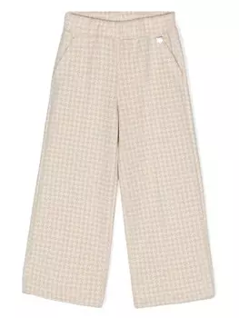 Monnalisa широкие брюки в ломаную клетку, нейтральный цвет