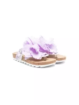 Monnalisa шлепанцы с цветочной аппликацией, фиолетовый