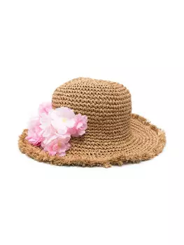 Monnalisa шляпа с цветочной аппликацией, нейтральный цвет