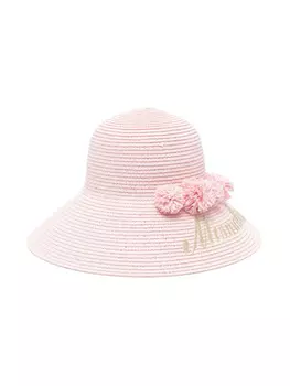 Monnalisa шляпа с цветочной аппликацией, розовый