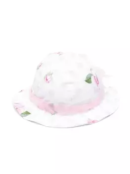 Monnalisa шляпа с оборками и цветочным принтом, белый