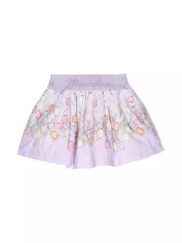 Monnalisa шорты с цветочным принтом и логотипом, фиолетовый