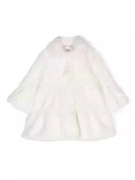 Monnalisa шуба из искусственной овчины с бантом, белый