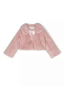 Monnalisa шуба с бантом, розовый