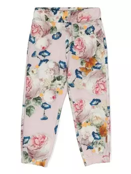 Monnalisa спортивные брюки из джерси с цветочным принтом, розовый