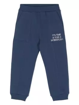 Monnalisa спортивные брюки с логотипом из страз, синий