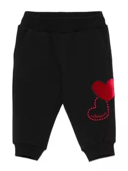 Monnalisa спортивные штаны с нашивкой в виде сердца, черный
