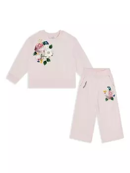 Monnalisa спортивный костюм из хлопка с цветочным принтом, розовый