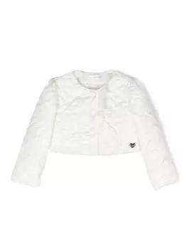 Monnalisa стеганая куртка с нашивкой-логотипом, белый