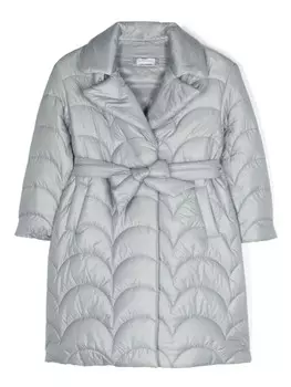 Monnalisa стеганое пальто на кнопках с поясом, серый