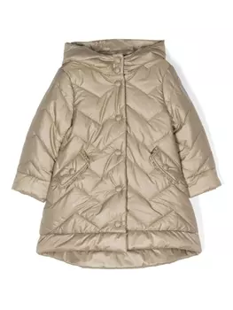 Monnalisa стеганый пуховик с длинными рукавами, нейтральный цвет