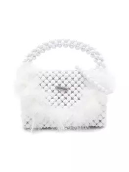 Monnalisa сумка-тоут с перьями, белый