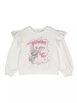 Monnalisa толстовка Dumbo с оборками из коллаборации с Disney, белый