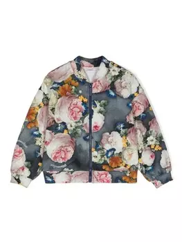 Monnalisa толстовка на молнии с цветочным принтом, серый