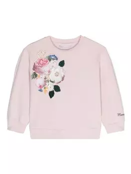 Monnalisa толстовка с цветочной аппликацией, розовый